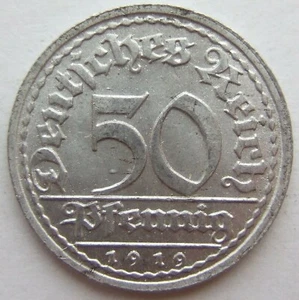 Münze Weimarer Republik 50 Pfennig 1919 D in Vorzüglich / Stempelglanz - Picture 1 of 2