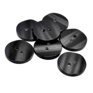 BLACK RIDGED 2 HOLE BUTTONS 18mm - Picture 1 of 2