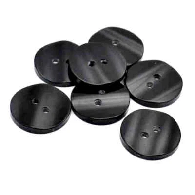 BLACK RIDGED 2 HOLE BUTTONS 18mm - Image 1 of 2