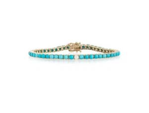 Turquoise Tennis Bracelet 925 Sterling Silver Handmade Bracelet For man or woman - Picture 1 of 11