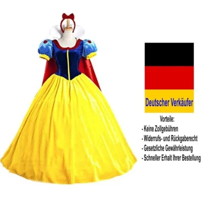 C24 Damen Kostüm Schneewittchen Samt Kleid Märchen XS S M L XL Karneval Fasching