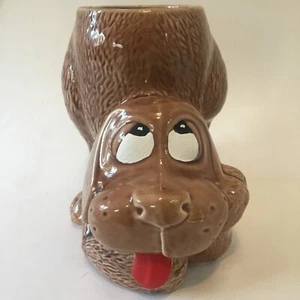 McCoy Puppy Happy Hound Dog Cookie Jar Canister 1970s MCM Brown No Lid Vintage - Imagen 1 de 19