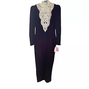 Vintage JESSICA MCCLINTOCK Velvet Burgundy Lace Prairie Dress Hand Beaded Size 4 - Picture 1 of 24