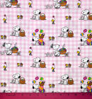 Peanuts Easter Fabric - HALF YARD - 100% Cotton Snoopy Woodstock Pink Eggs Bunny