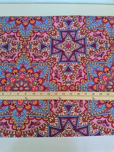 Ambesonne Purple Mandala Canvas Fabric 1 yd x 56" Vibrant Pink, Purple & Yellow - Picture 1 of 5