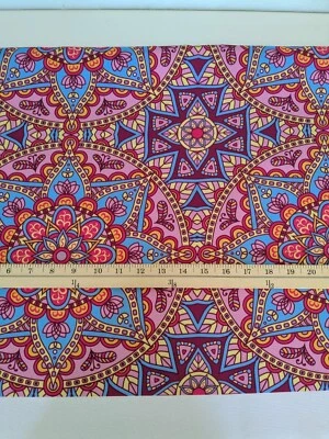 Ambesonne Purple Mandala Canvas Fabric 1 yd x 56" Vibrant Pink, Purple & Yellow - Image 1 of 4