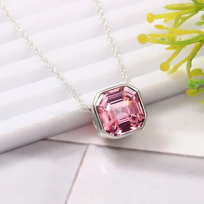 Naturale Padparadscha Zaffiro 925 Pendente Argento Fidanzamento Anniversario - Immagine 1 di 4