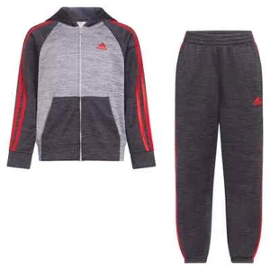 adidas Boy (Kids) Black Multi Poly Melange Fleece Jacket Set (AG6515C) Size 4 - Picture 1 of 6