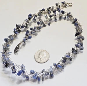 Insolita collana in filo di sodalite blu con pietra truciolare di sodalite blu 21" - Foto 1 di 3