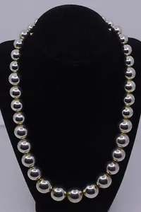 L- COLLAR DE CUENTAS GRADUADAS DE PLATA ESTERLINA MILOR ITALIA, 20 PULGADAS, CIERRE MAGNÉTICO - Imagen 1 de 6