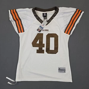 NFL Womens Reebok Jersey Medium Cleveland's Browns #40 Hillis Rhinestone Collar - Picture 1 of 19