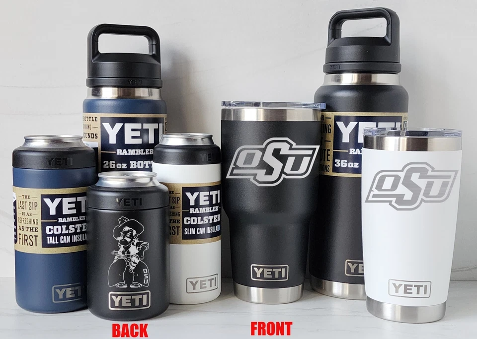 俄克拉荷马州牛仔 YETI 激光雕刻水杯、罐装和瓶子 — 第 1/1 张图片