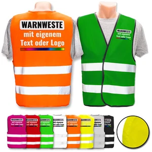 Bedruckte Warnweste selbst gestalten * Eigener Aufdruck mit Name Text Logo Foto - Bild 1 von 6