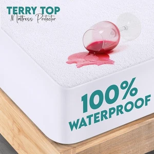 WATERPROOF Terry Towel Mattress Protector Fitted Sheet Bed Covers Non-Allergenic - Picture 1 of 16