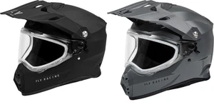 Fly Racing Trekker Cascos Sólidos Clima Frío con Doble Escudo Negro Mate G... - Imagen 1 de 3