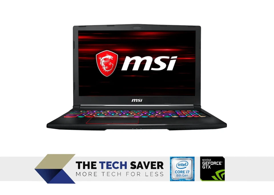 MSI GE63 RAIDER RGB 8RF 15.6" Full HD i7-8750H 32GB RAM 1TB HDD NVIDIA GTX 1070 - Image 1 of 4