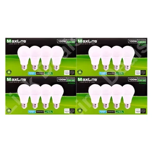 16 Bulbs Maxlite 100W Replacement 13W LED Dimmable Daylight A19 5000K E26 1600lm - Picture 1 of 5