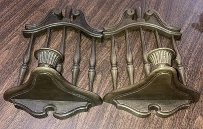 Apliques portavelas HOMCO vintage 1974 7 x 12" (juego de 2) imitación madera *1E Foto 1 de 4