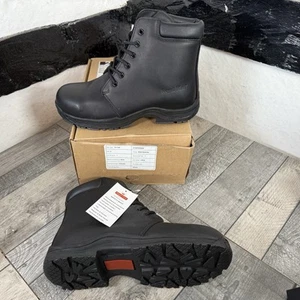 Stivali antinfortunistici Dr Martens UK 9 pelle nera liscia punta acciaio Royal Mail vintage - Foto 1 di 24