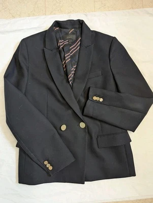 J. Crew Dover Blazer Double Breasted Italian Wool Navy Blue Gold Buttons 10 - Image 1 of 4
