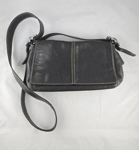 Small Coach Crossbody Flap Bag, Black Leather - Picture 1 of 17