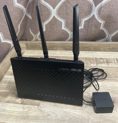 ASUS RT-AC68R Wireless-AC1900 Dual-Band Gigabit Router Tested Works Great Low Hr - Image 1 of 4