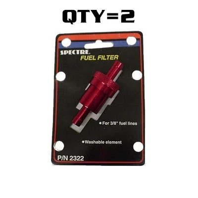 2 - Red Billet Aluminum 3/8" Fuel Gas Filters Re-Usable Washable Cleanable - Image 1 of 4