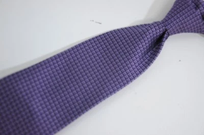 Escada Purple Check Square Woven Silk Self Tipped Tie Made in Italy 3.75" - Image 1 of 4
