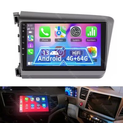 Radio de coche 4+64 GB para Honda Civic 2012-2015 Carplay Android 13.0 GPS estéreo WIFI Foto 1 de 4