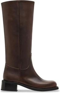 NIB Steve Madden Women's Riggs Leather Square Toe Boot in Brown Distressed - Picture 1 of 5