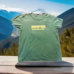 Patagonia T-Shirt Mens Size Large Outdoor Travel Hiking Green Organic Cotton - Picture 1 of 4