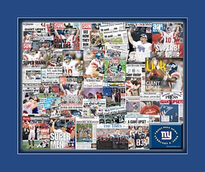 Collage impreso arte de los New York Giants 2008 Super Bowl periódico- 25 publicaciones - Imagen 1 de 1