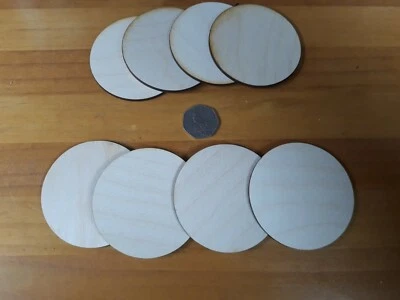 8x 75mm/7.5cm Wood CIRCLE Craft Shapes Wooden DIY Decoration Disc Plaque ply 3mm - Image 1 of 3