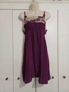 Anthropologie Dress Size Medium Brand New Purple Babydoll Lace 100% Silk RRP £68 - Picture 1 of 11