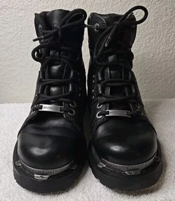 Harley Davidson Women's Bad Ass Combat Boots Black w/Metal Logo Size 5.5 #D87056 - Image 1 of 4