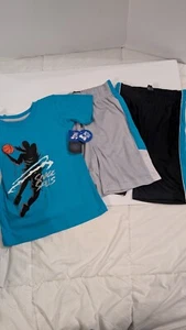 Boys Pro Athlete Blue/Gray/Turquoise 3 Piece Short Set Size 4 - Picture 1 of 11
