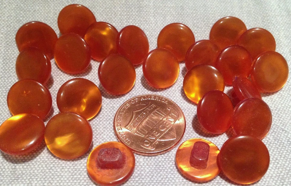 24 Small Pearlized Burnt Orange Plastic Shank Buttons 7/16" 11.4mm # 7714 - Image 1 of 1