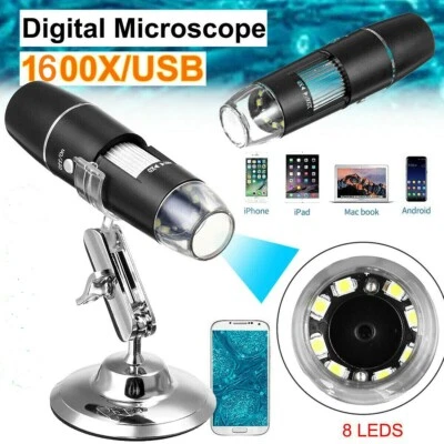 Mini 1600X USB Digital 8 LEDs Mikroskop Lupe Fach Endoskop HD Microscope Kamera - Bild 1 von 4