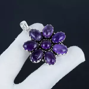 Bello Ametista Pnedente Fiore Design 925 Argento Sterling Gioielli Per Regali - Foto 1 di 4