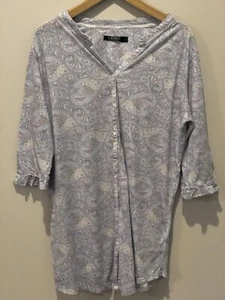 LAUREN RALPH LAUREN Night Shirt Womens Large Paisley Black Label RLL Monogram - Picture 1 of 12