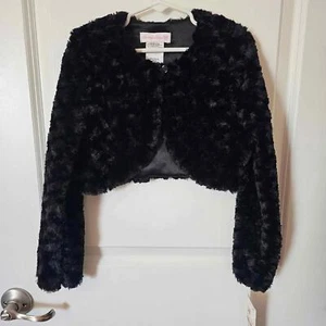 girl coverup dress bolero sweater shrug black soft - Picture 1 of 8
