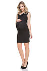Womens Maternity Midi Bodycon Dress  Sleeveless Scoop Draped Neck Style  FM106 