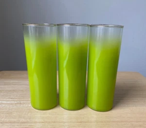 3 Mid-Century BLENDO LIME GREEN Frosted Highball Glasses - West Virginia - GUC - Picture 1 of 4