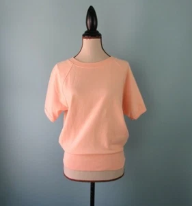 Size: S UNBRANDED Sweatshirt Short Sleeve Peach Color Round Neckline Womens  - Picture 1 of 12