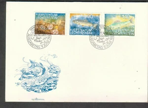 Liechtenstein 1987 cachet FDC first day cover Fuerstentum fish stamps - Picture 1 of 1