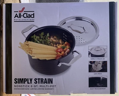 Olla antiadherente anodizada dura HA1 All-Clad, olla múltiple con 6 cuartos de galón, negra  Foto 1 de 4