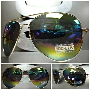 Men's Women CLASSIC VINTAGE RETRO Style RETRO SUNGLASSES Gold Frame Rainbow Lens - Picture 1 of 11