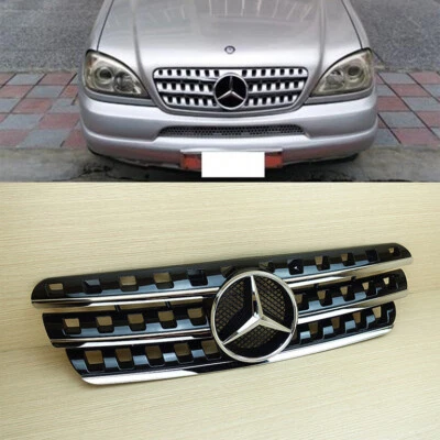 Chrome / Shiny Black Front Grille For Mercedes-Benz W163 M-Class 1998-2004 - Image 1 of 4