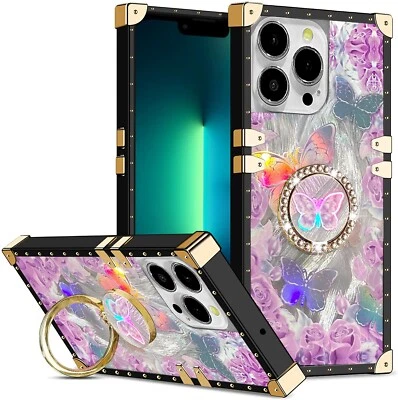 For Various Phone Flash Laser Butterfly Case +Ring Holder Shockproof Cover Stand - Image 1 of 4