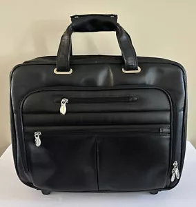 Rolling Briefcase Laptop McKlein Limited Edition Black Leather Lightly Used 18” - Picture 1 of 9